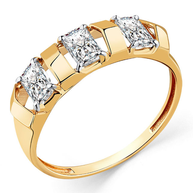 Кольцо, золото, фианит, 001-0574-0001-011